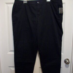 Liz Claiborne NWT NAVY CHINO PANTS 18W HIGH RISE STRETCH COTTON BLEND